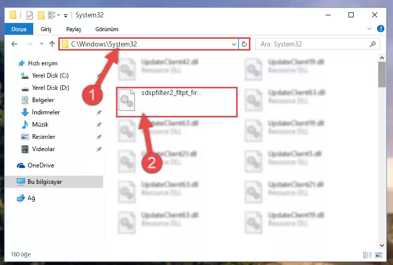 Sdspfilter2_fltpt_fir_df_sym.dll dosyasını Windows/System32 dizinine yapıştırma