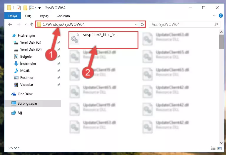 Sdspfilter2_fltpt_fir_df_sym.dll dosyasını Windows/sysWOW64 dizinine yapıştırma