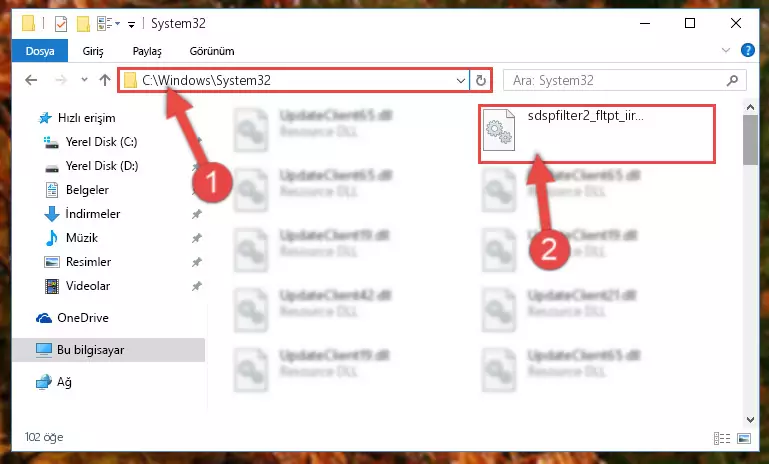 Sdspfilter2_fltpt_iir.dll dosyasını Windows/System32 dizinine yapıştırma