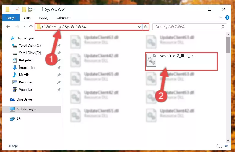 Sdspfilter2_fltpt_iir.dll dosyasını Windows/sysWOW64 dizinine kopyalama