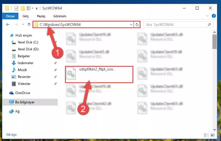 Sdspfilter2_fltpt_sos_df1t.dll kütüphanesini Windows/sysWOW64 klasörüne kopyalama