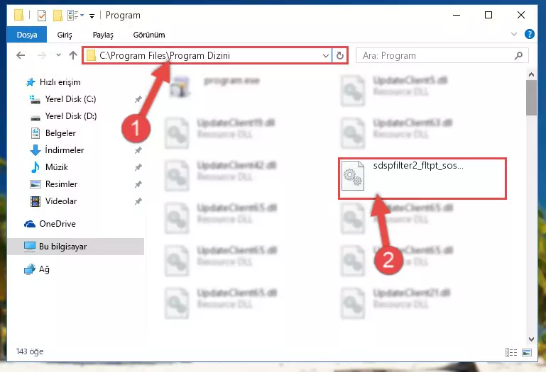 Sdspfilter2_fltpt_sos_df1t.dll kütüphanesinin hasarlı kaydını sistemden kaldırma (64 Bit için)
