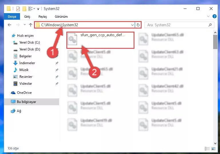 Sfun_gen_ccp_auto_defs.dll kütüphanesini Windows/System32 klasörüne kopyalama