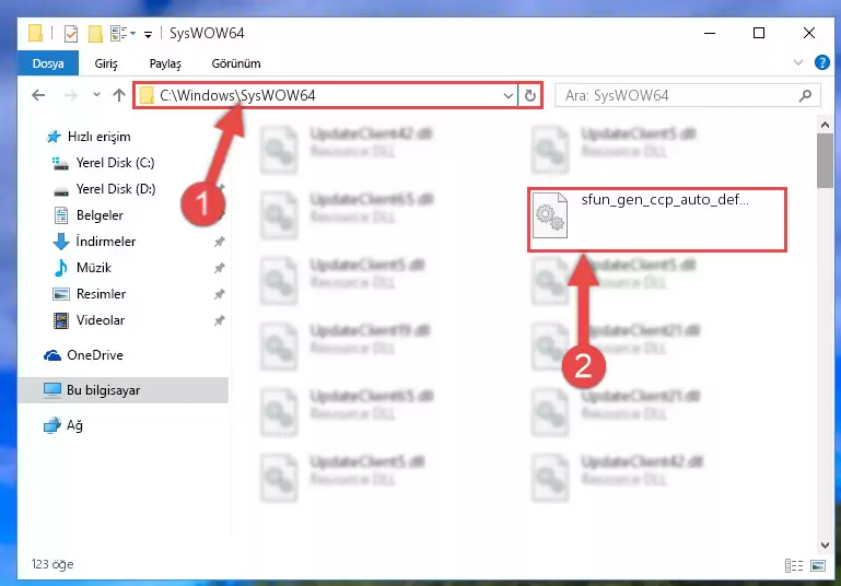 Sfun_gen_ccp_auto_defs.dll kütüphanesini Windows/sysWOW64 klasörüne yapıştırma