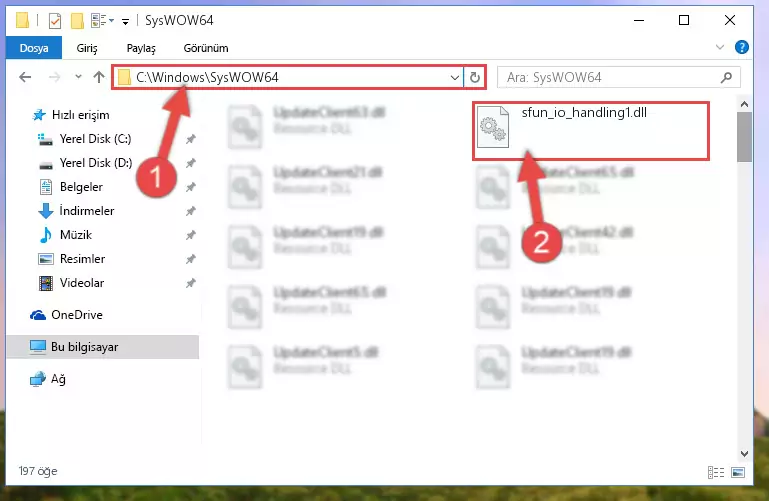 Sfun_io_handling1.dll dosyasını Windows/sysWOW64 dizinine kopyalama