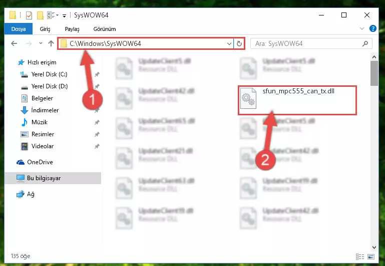 Sfun_mpc555_can_tx.dll kütüphanesini Windows/sysWOW64 klasörüne kopyalama
