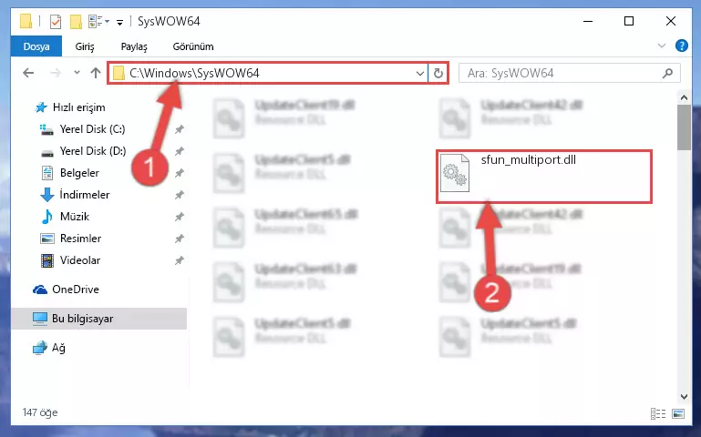 Sfun_multiport.dll kütüphanesini masaüstüne çıkarma