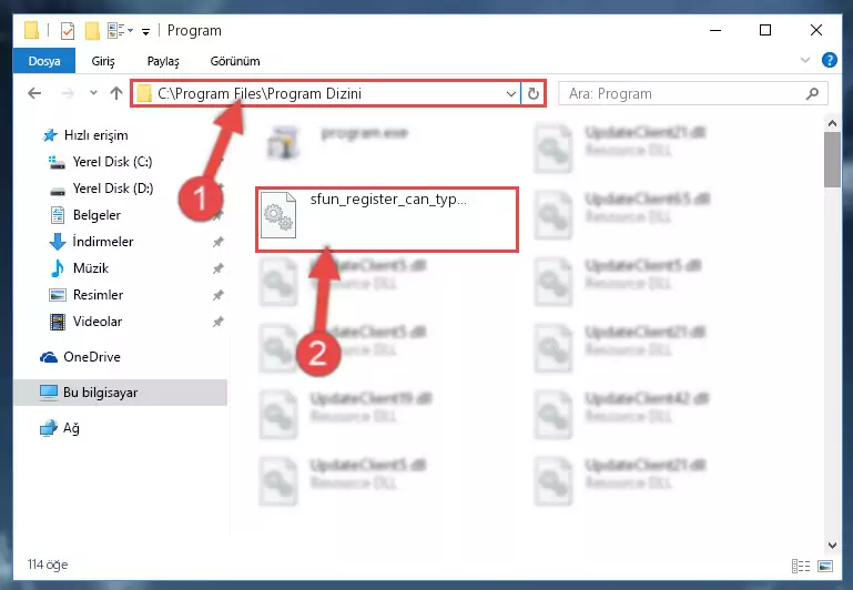 Sfun_register_can_types.dll dosyasını seçme