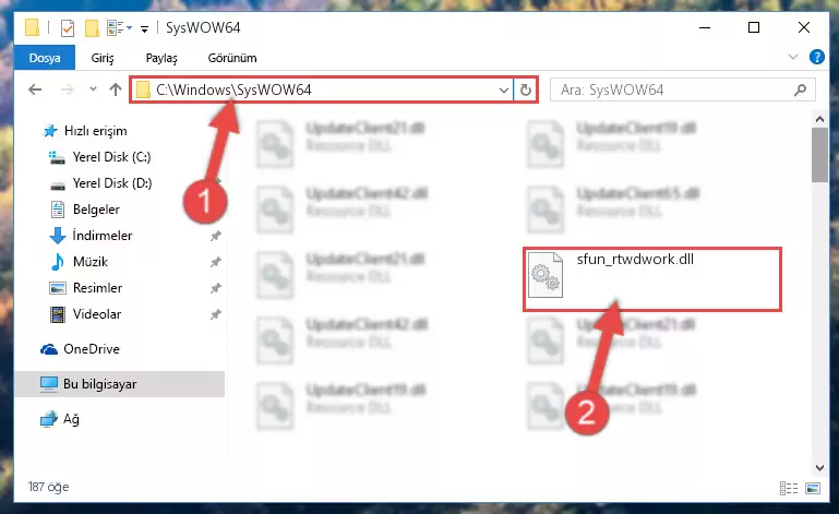 Sfun_rtwdwork.dll dosyasını Windows/sysWOW64 dizinine yapıştırma