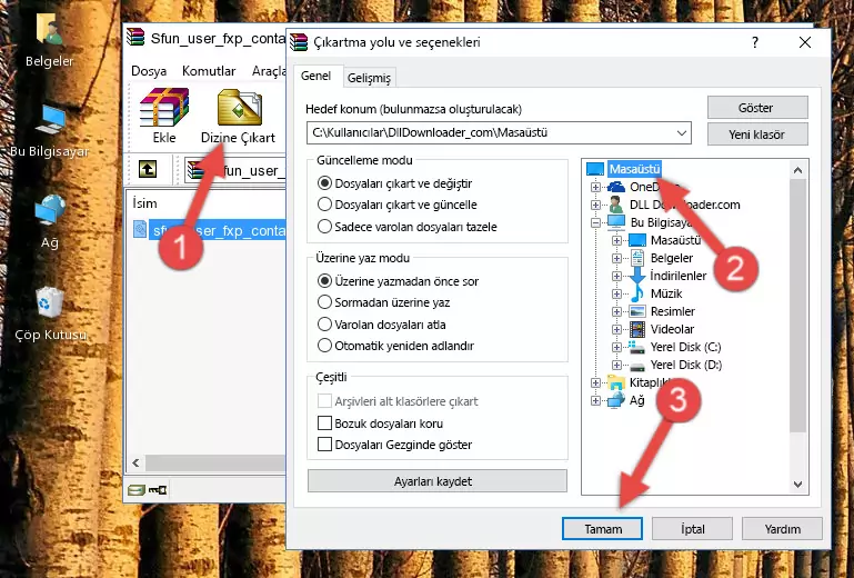 Sfun_user_fxp_containwordlenprobe.dll dosyasını Windows/System32 dizinine kopyalama