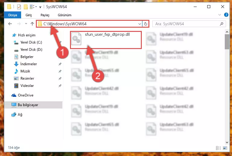 Sfun_user_fxp_dtprop.dll kütüphanesini Windows/sysWOW64 klasörüne yapıştırma