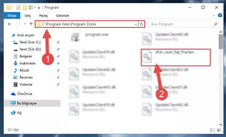 Sfun_user_fxp_fraclengthprobe.dll kütüphanesinin bozuk kaydını Kayıt Defterinden kaldırma (64 Bit için)