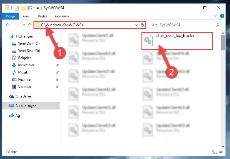 Sfun_user_fxp_fraclengthprobe.dll kütüphanesini Windows/sysWOW64 klasörüne yapıştırma