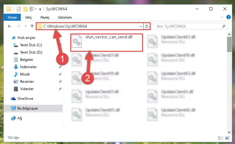 Sfun_vector_can_send.dll kütüphanesini Windows/sysWOW64 klasörüne yapıştırma