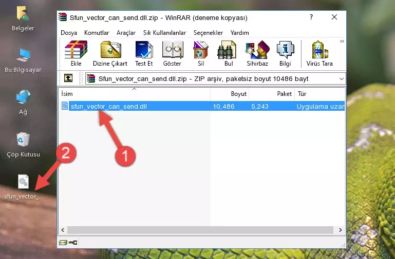 Uygulama ana klasörüne Sfun_vector_can_send.dll dosyasını yapıştırma