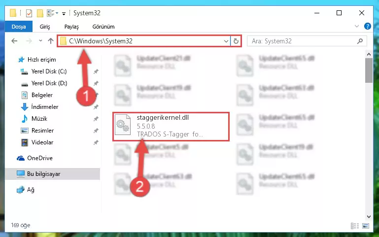 Staggerikernel.dll kütüphanesini Windows/System32 klasörüne kopyalama
