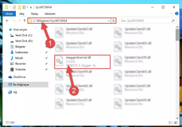 Staggerikernel.dll kütüphanesini Windows/sysWOW64 klasörüne yapıştırma