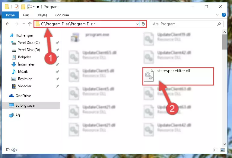 Statespacefilter.dll kütüphanesini seçme