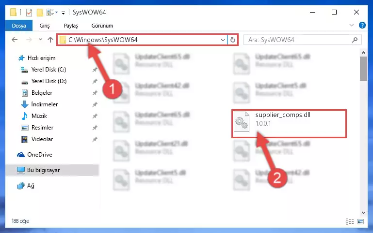 Supplier_comps.dll dosyasını Windows/sysWOW64 dizinine kopyalama