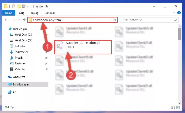Supplier_correlation.dll kütüphanesini Windows/System32 klasörüne kopyalama