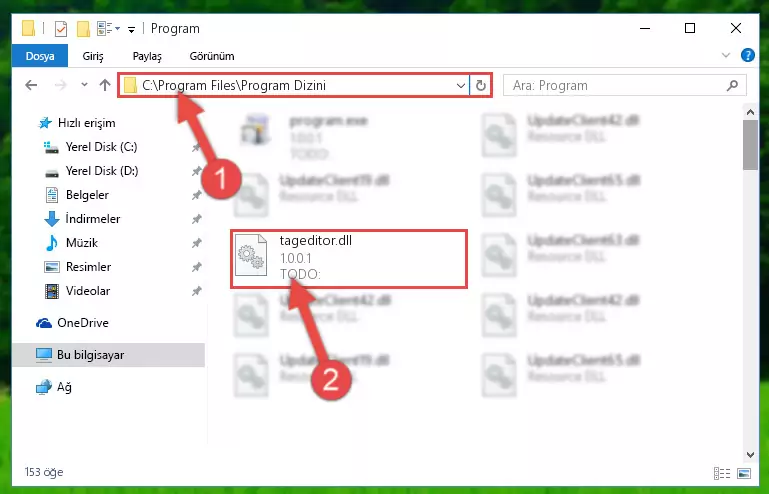 Tageditor.dll dosyasının bozuk kaydını Kayıt Defterinden kaldırma (64 Bit için)