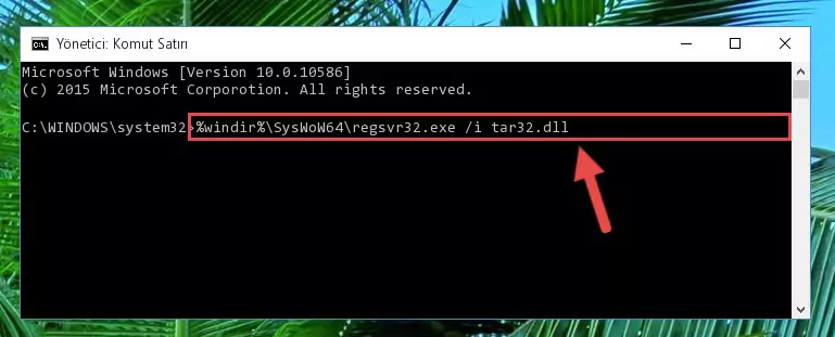 Tar32.dll kütüphanesinin bozuk kaydını Kayıt Defterinden kaldırma (64 Bit için)