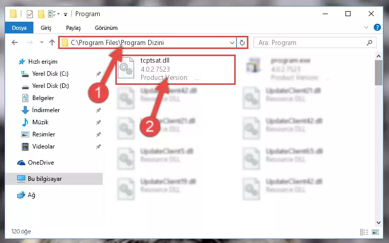 Tcptsat.dll dosyasının bozuk kaydını Windows Kayıt Defterinden kaldırma (64 Bit için)