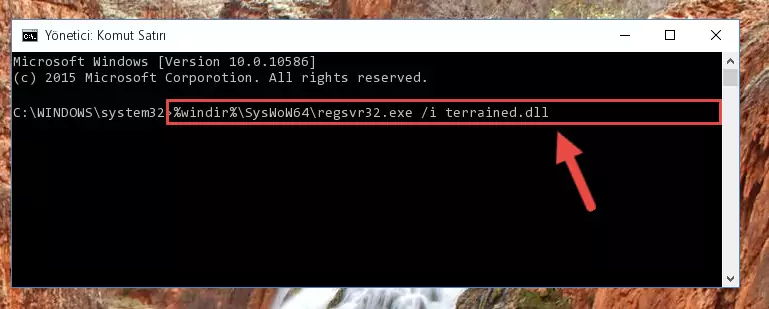 Terrained.dll kütüphanesinin bozuk kaydını Kayıt Defterinden kaldırma (64 Bit için)
