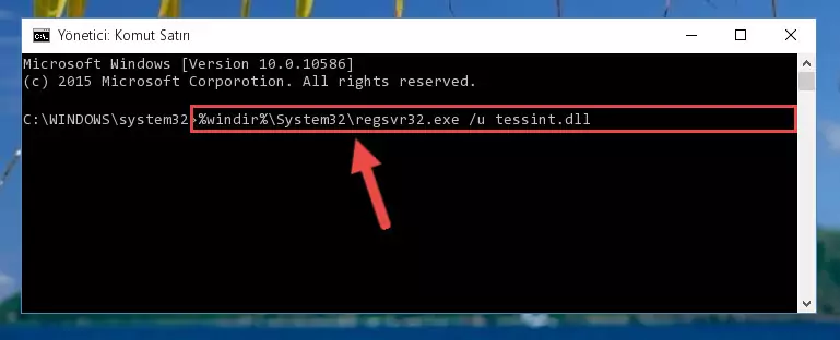 Tessint.dll dosyasını sisteme tekrar kaydetme