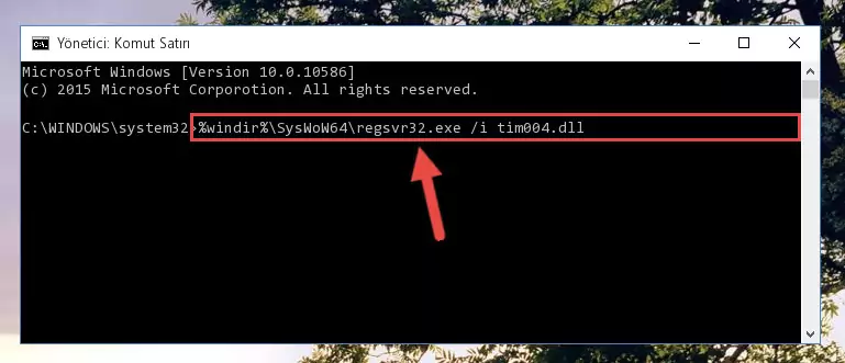 Tim004.dll dosyasının hasarlı kaydını sistemden kaldırma (64 Bit için)