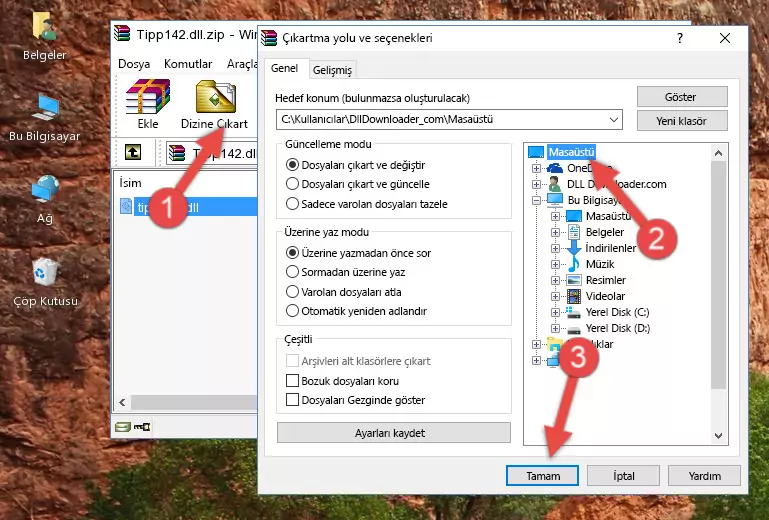 Tipp142.dll dosyasını Windows/System32 dizinine kopyalama