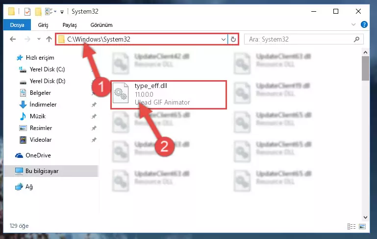 Type_eff.dll dosyasını Windows/sysWOW64 dizinine yapıştırma