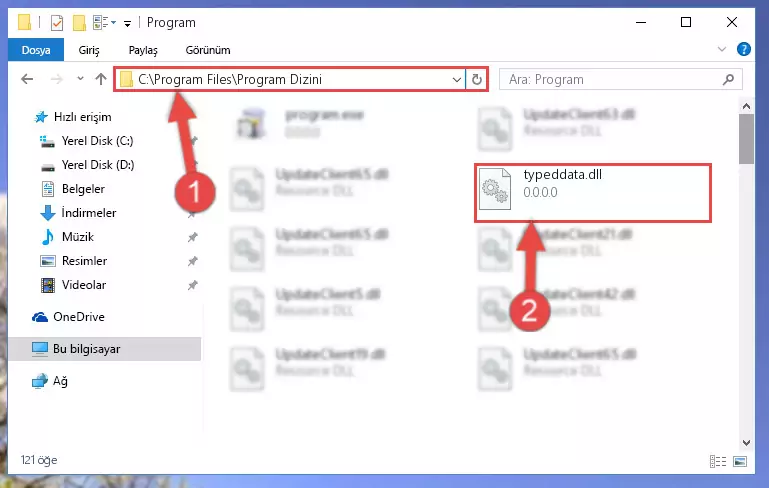 Typeddata.dll kütüphanesini seçili hale getirme