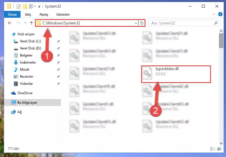 Typeddata.dll kütüphanesini Windows/sysWOW64 klasörüne kopyalama