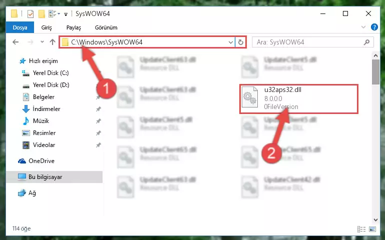U32aps32.dll dosyasını Windows/sysWOW64 dizinine yapıştırma