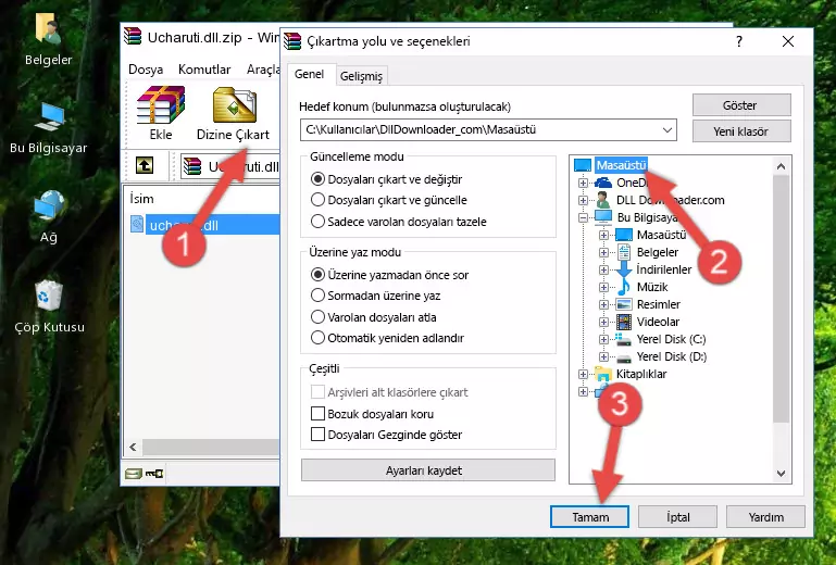 Ucharuti.dll dosyasını Windows/System32 dizinine kopyalama