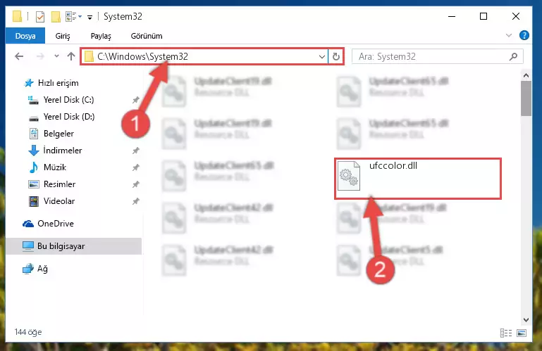 Ufccolor.dll kütüphanesini Windows/sysWOW64 klasörüne kopyalama