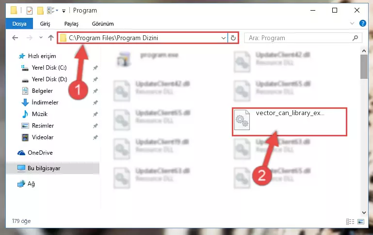 Vector_can_library_exports.dll kütüphanesini seçme