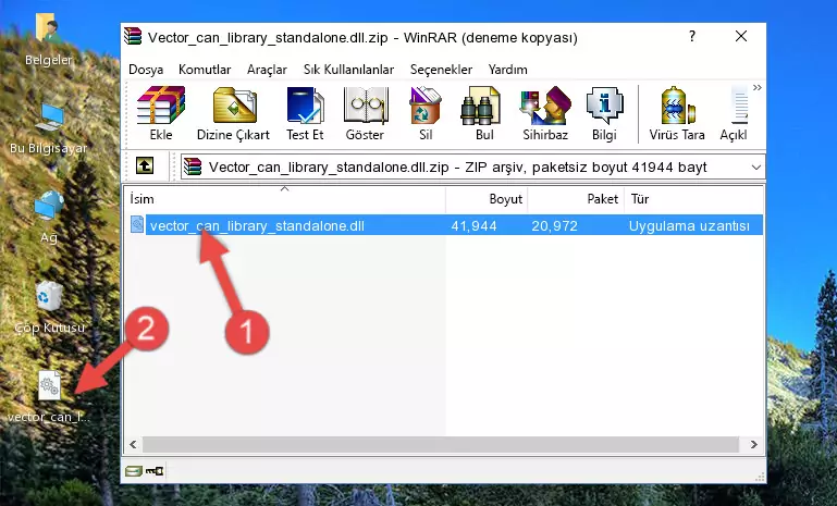 Uygulama ana klasörüne Vector_can_library_standalone.dll kütüphanesini kopyalama.
