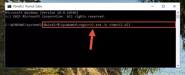 Vimutil.dll dosyasını sisteme tekrar kaydetme (64 Bit için)
