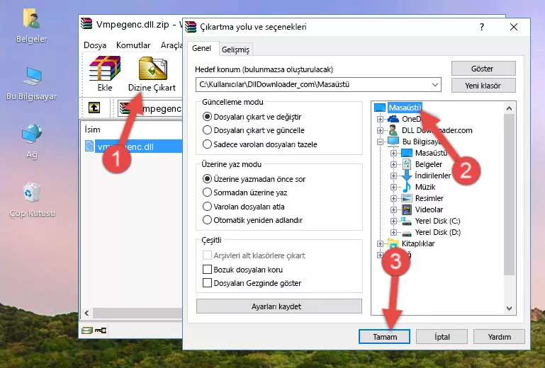 Vmpegenc.dll dosyasını Windows/System32 dizinine kopyalama