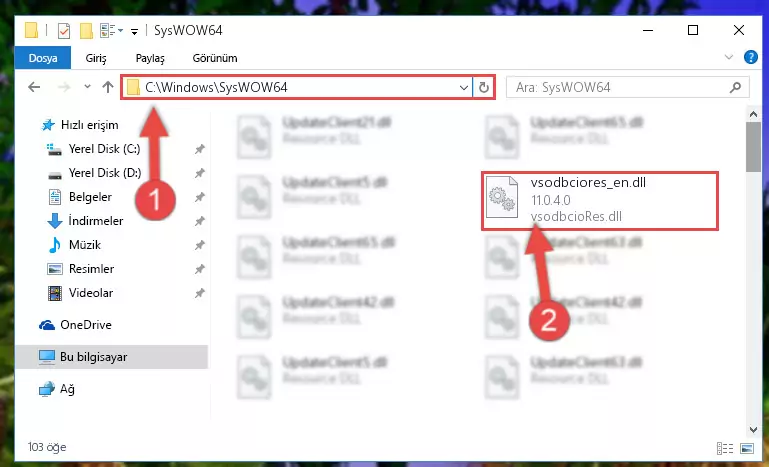 Vsodbciores_en.dll dosyasını Windows/sysWOW64 dizinine kopyalama