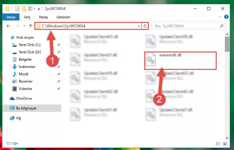 Waveedit.dll dosyasını Windows/sysWOW64 dizinine kopyalama