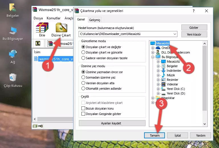 Wxmsw251h_core_vc.dll kütüphanesini Windows/System32 klasörüne kopyalama