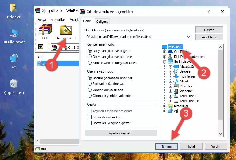 Xjng.dll dosyasını Windows/System32 dizinine kopyalama