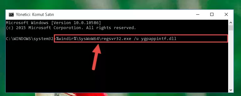 Ygpappintf.dll dosyasını sisteme tekrar kaydetme (64 Bit için)