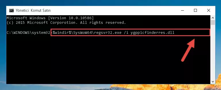 Ygppicfinderres.dll kütüphanesinin hasarlı kaydını sistemden kaldırma (64 Bit için)