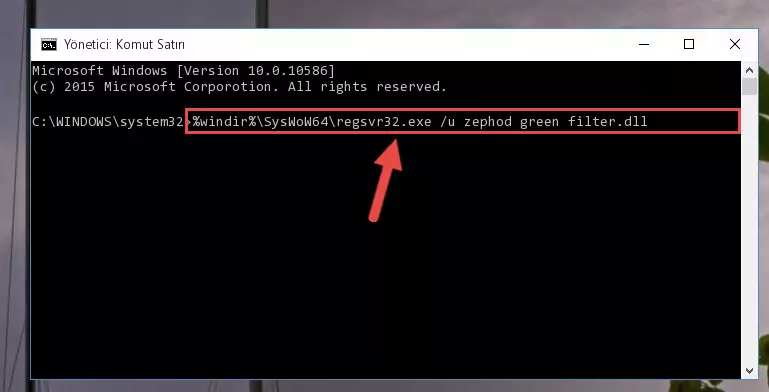 Zephod green filter.dll dosyasını sisteme tekrar kaydetme (64 Bit için)