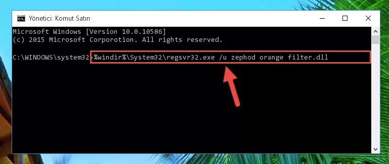Zephod orange filter.dll kütüphanesini .zip dosyası içinden çıkarma