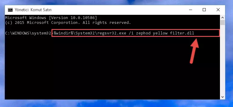 Zephod yellow filter.dll kütüphanesini sisteme tekrar kaydetme (64 Bit için)